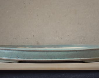 盆栽鉢 17インチ 楕円形 釉薬仕上げ ライトグリーン ブルー フォレスト 植栽