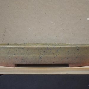 Bonsai-kruka 35 cm oval glaserad varmgrön handgjord