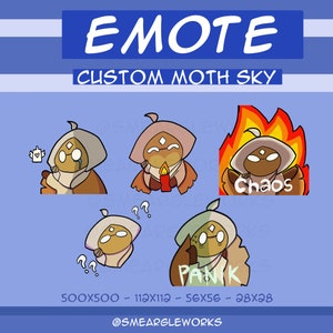 Anpassade Moth Skykid-emotes: Twitch, Discord, YouTube (digital nedladdning)
