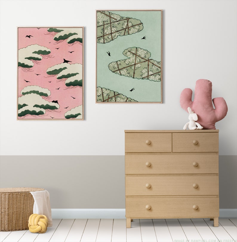 Printable Japanese Art Set Gallery of 3 Sky Art Digital Prints Etsy