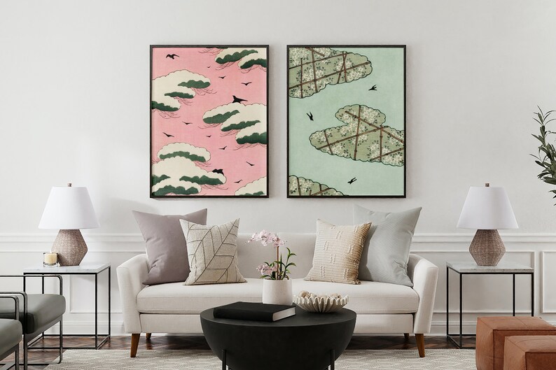 Printable Japanese Art Set Gallery of 3 Sky Art Digital Prints Etsy