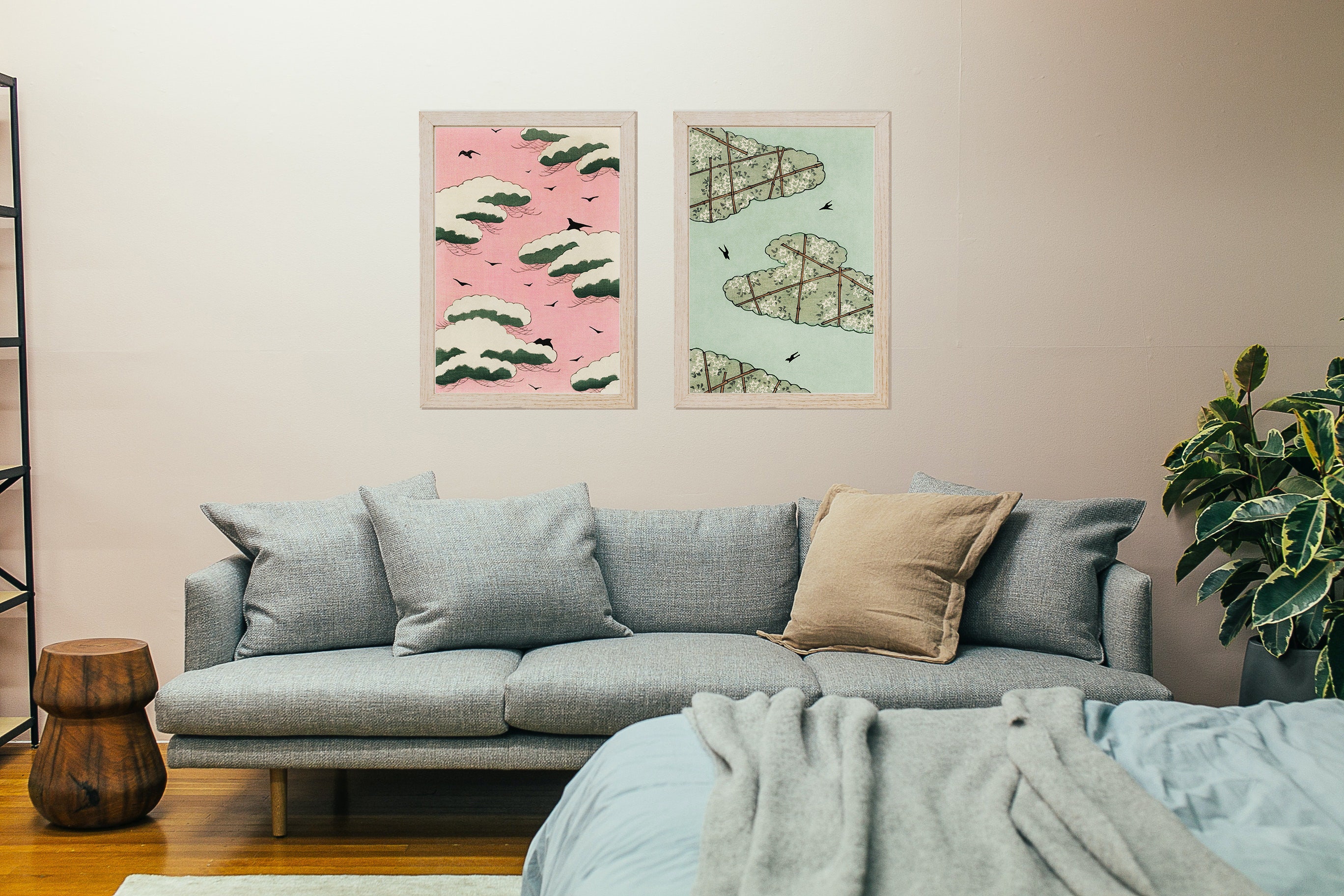 Printable Japanese Art Set Gallery of 3 Sky Art Digital Prints Etsy