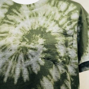 Bleach Tie Dye Boyfriend Cropped t Shirt Green Pima Cotton