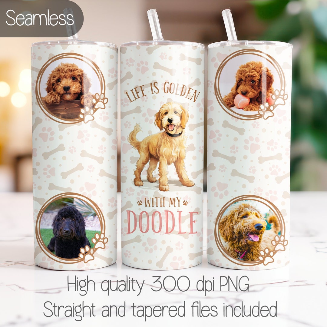 Doodle Dog Tumbler Wrap, Seamless Sublimation PNG Design, Life is ...