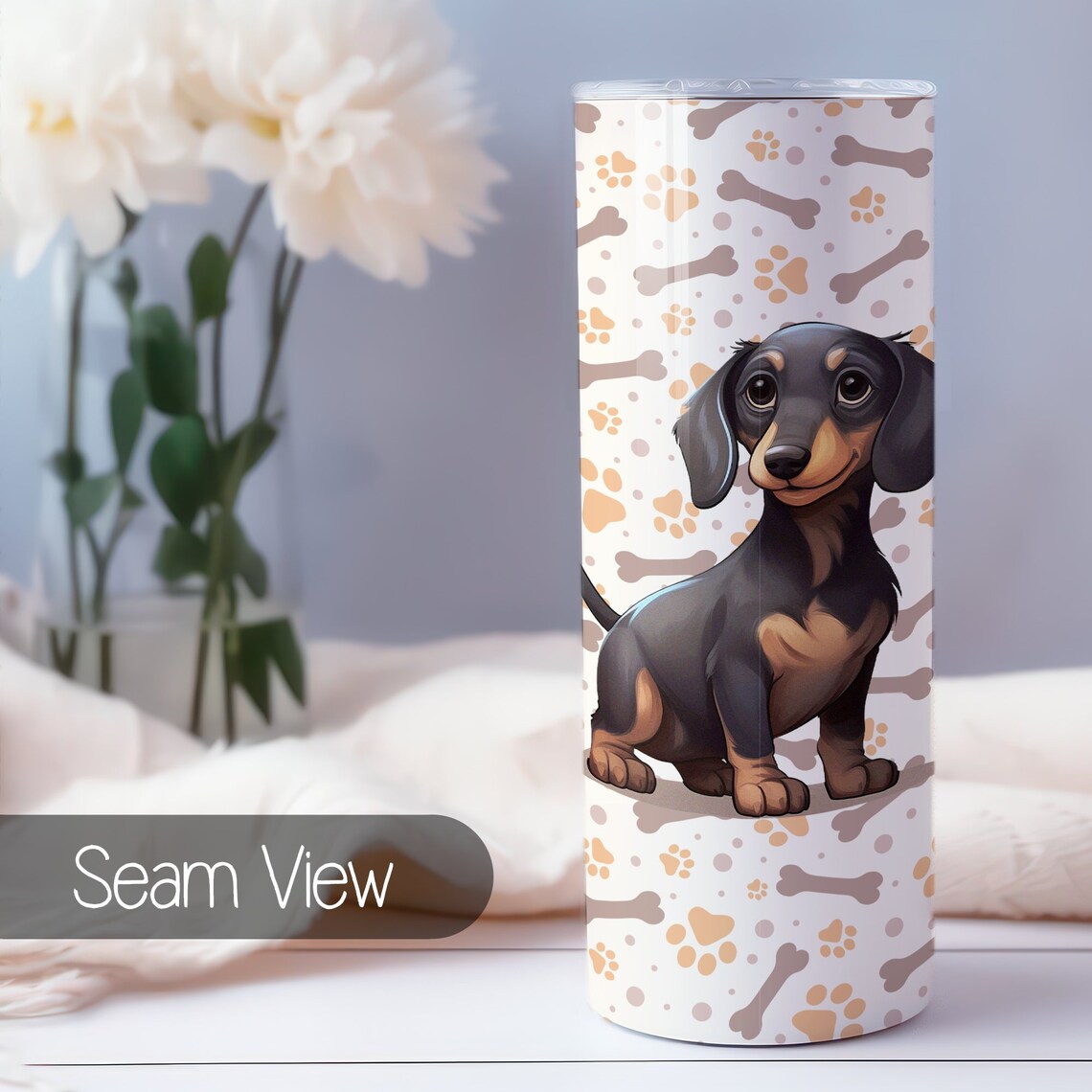 Weiner Dog Tumbler Wrap, Seamless Sublimation PNG Design, It's a