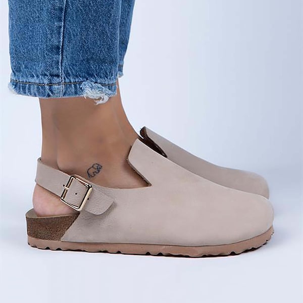 Backstrap Clog For Women, Buckled Strap Clogs, Leather Back Strap Clogs, Arch Support Clogs, Slingback Buckle Mules, Closed Toe Sandals