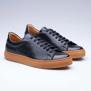 Raar Wear Geon Black Leather Sneaker for Men, Handmade Leather Sneakers, Casual Leather Sneakers, Genuine Leather Shoes