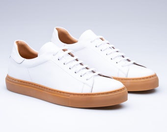 Raar Wear Geon White Men's Leather Sneaker, Handmade Leather Sneakers, Casual Leather Sneakers, Genuine Leather Shoes