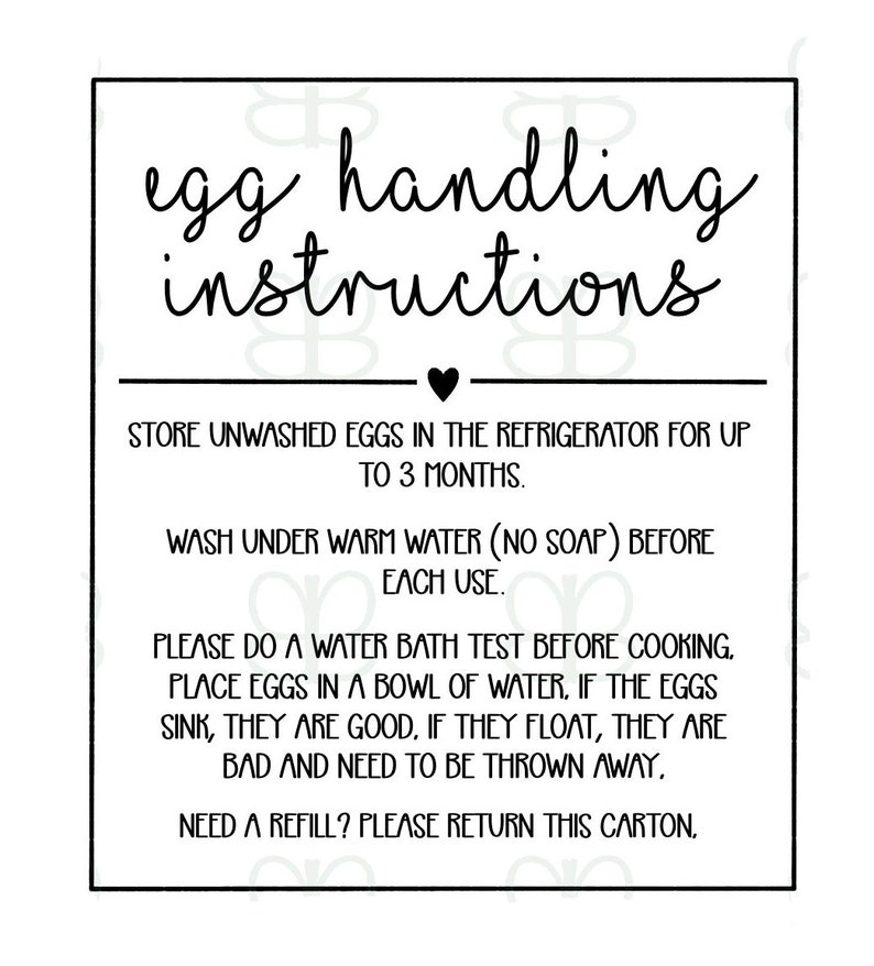 Egg Handling Instructions PNG Printable Egg Carton Insert Etsy