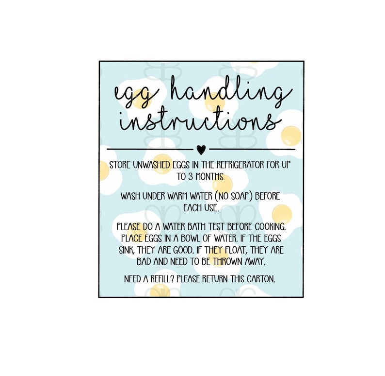 Egg Handling Instructions PNG, Printable Egg Carton Insert, Farm Fresh ...
