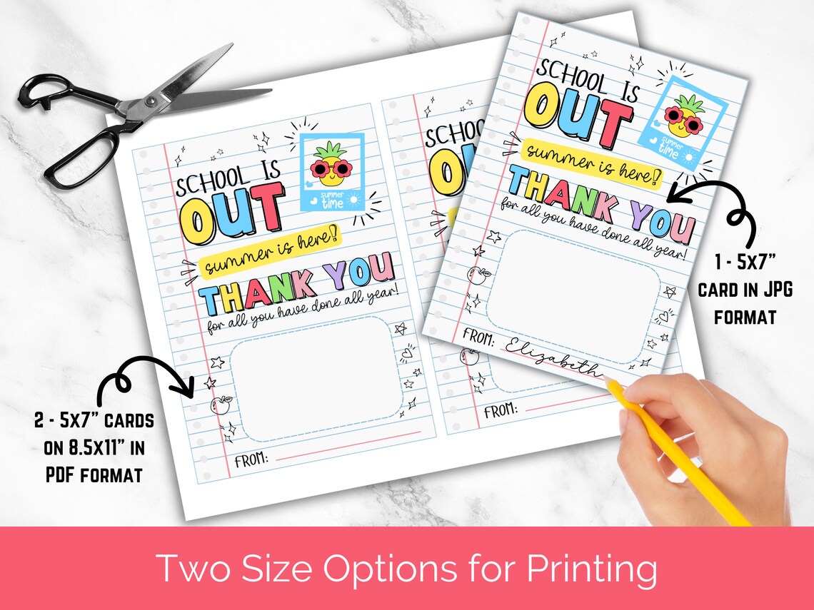 Teacher Appreciation Gift Card Holder, School is Out Gift, Printable ...