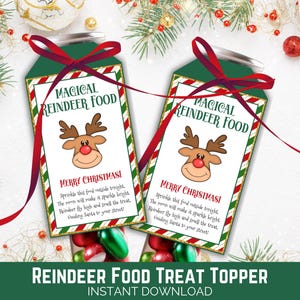Magic Reindeer Food Treat Bag Topper Printable, Holiday Classroom Favors, Printable Magic Reindeer Food Tags, Christmas Reindeer Food