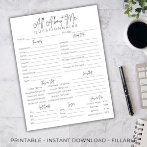 Team Building Get to Know Your Staff Questionnaire Printable, Employee Favorite Things Survey, Teacher Favorite Things, All About Me Survey