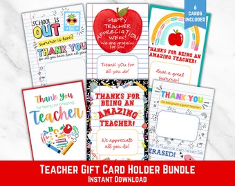 Teacher Appreciation Gift Card Holder, School is Out Gift, Printable ...