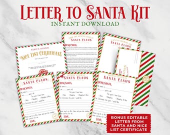 Letter to Santa Kit: Editable Wishlist & Nice List (Digital Download)