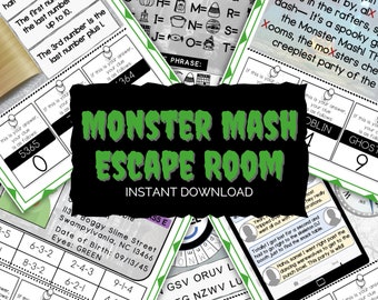 Halloween entkommen Zimmer: Monster Mash druckbare Puzzles (PDF)