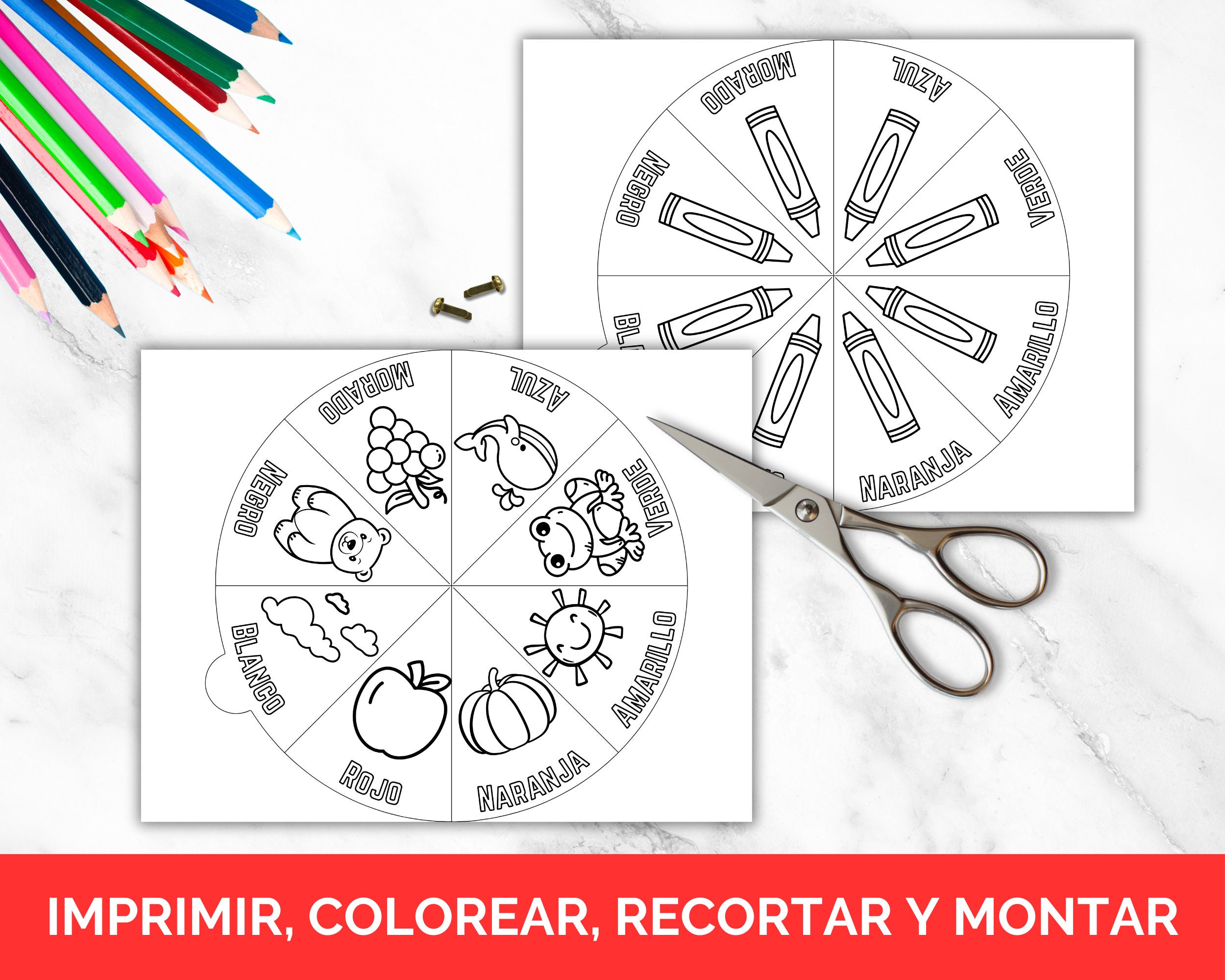 Los Colores Spinner Wheel Craft, Learning Spanish Colors Craft ...
