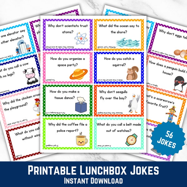 Printable Lunchbox Jokes, Lunch Box Notes For Kids, Lunch box Jokes Kids, Kids Lunch Box Notes, Joke Cards For Kids, Lunchbox Printables