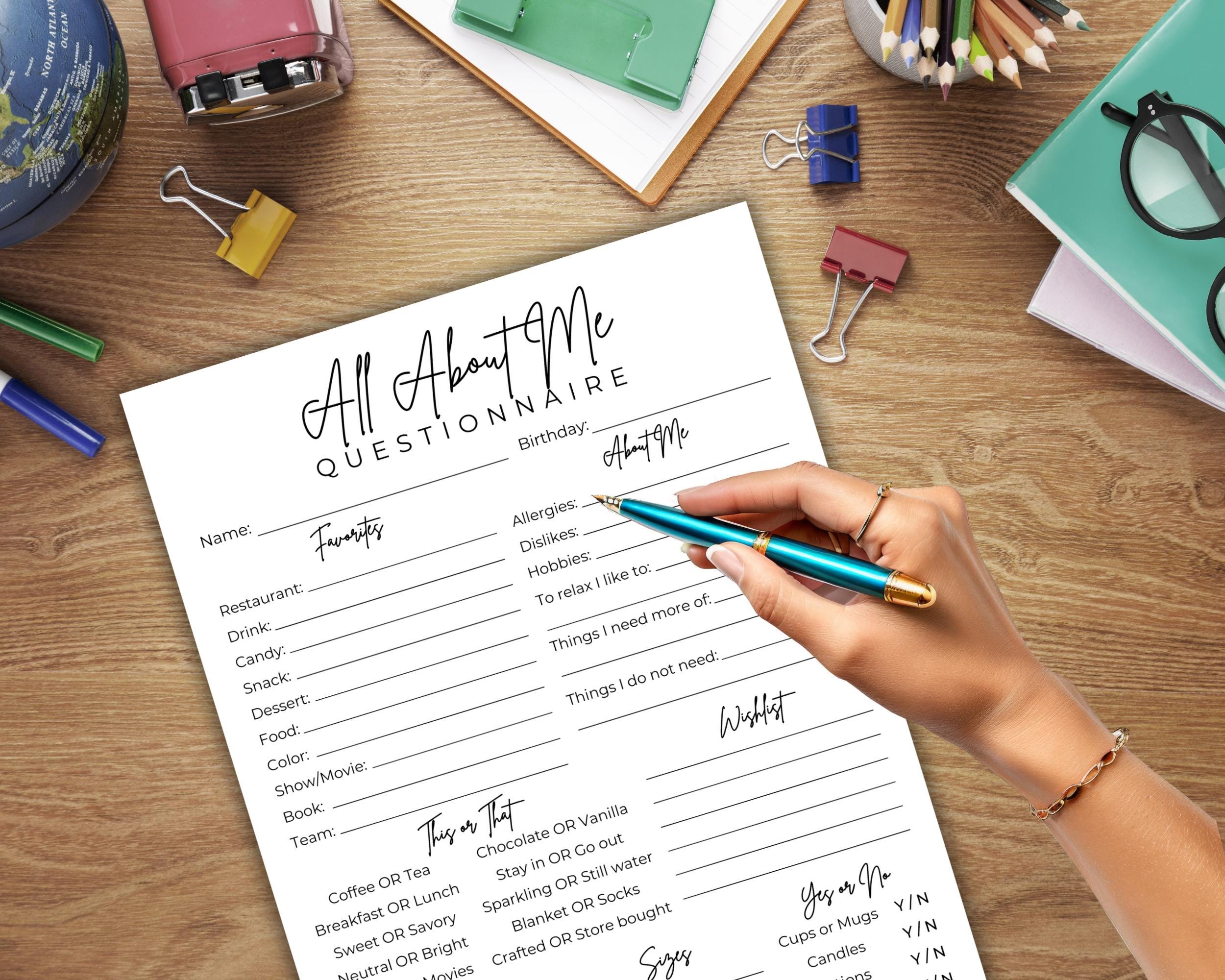 Team Building 'all About Me' Questionnaire: Employee Survey (fillable ...