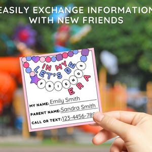 Kids Playdate Cards: Fillable Contact Invitation (PDF) - Etsy