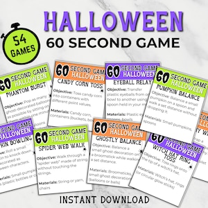 Halloween One Minute Games, Minute to Win Games for Kids, October Group ...