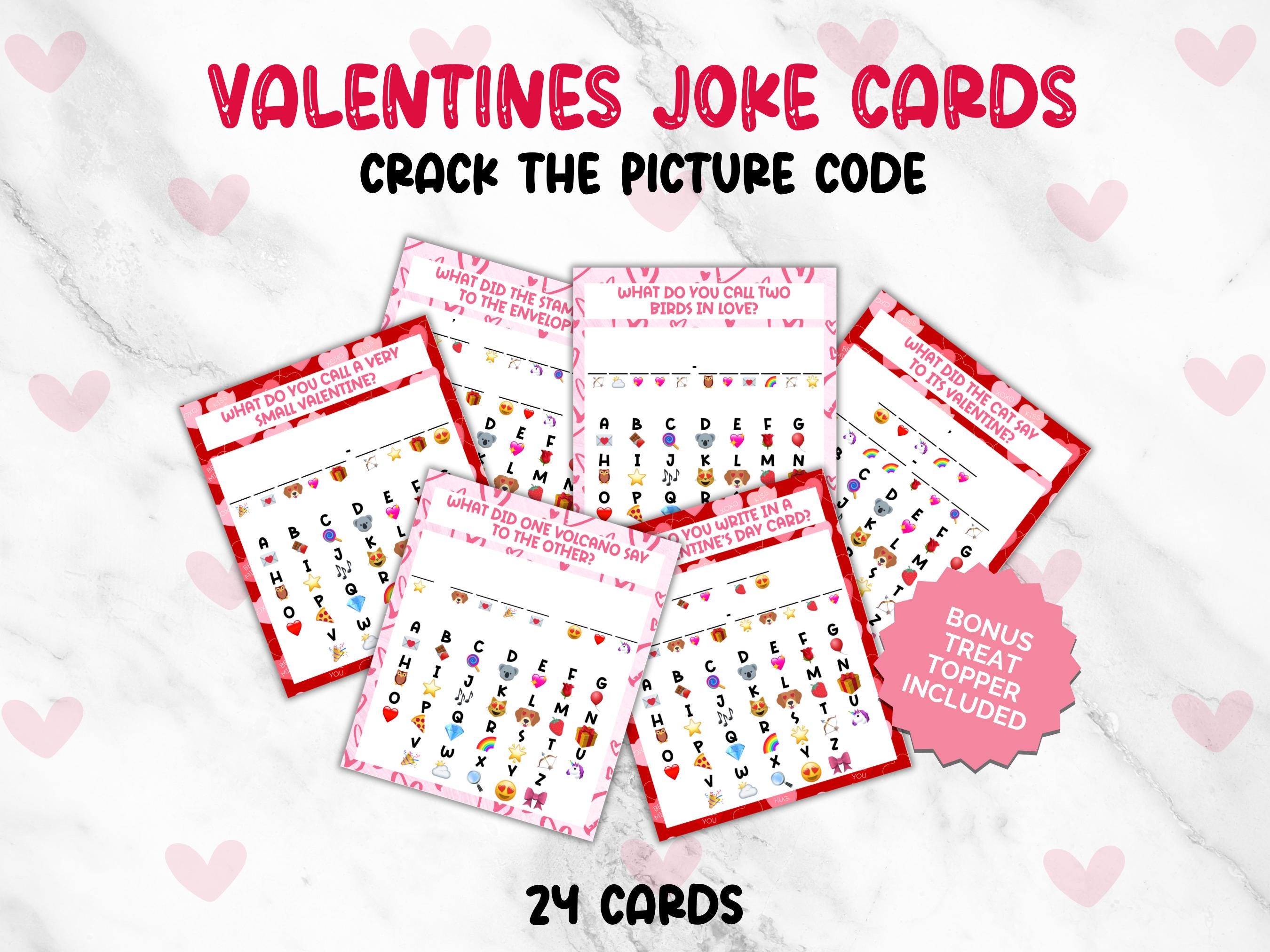 Secret Message Classroom Valentines, Valentines Jokes Cards, Valentines Class Gift, Lunchbox Notes, Tween Valentines Cards, Kids Valentines