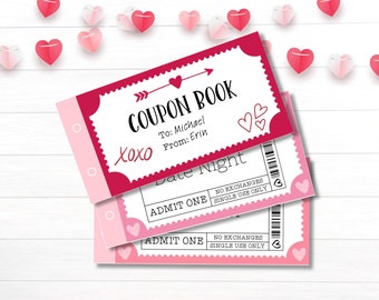 Love Coupon Book, Printable Coupon Book, Valentine’s Day Coupon Book, Valentine’s Day Gift, Last Minute Gift