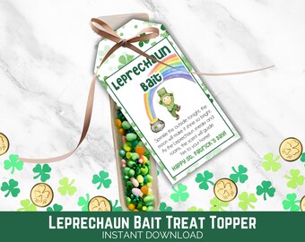 Leprechaun Bait, St. Patrick’s Day Printable Tag, Leprechaun Loot Bag Topper, Leprechaun Bait Tags, Leprechaun Treat Bag, Treat Bag Topper