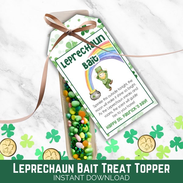 Leprechaun Bait, St. Patrick’s Day Printable Tag, Leprechaun Loot Bag Topper, Leprechaun Bait Tags, Leprechaun Treat Bag, Treat Bag Topper