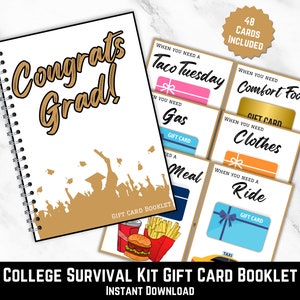 Druckbare College Geschenkkarte Booklet, Abitur Geschenk von den Eltern, College Survival Buch, College Care Paket, Care Paket für Sohn