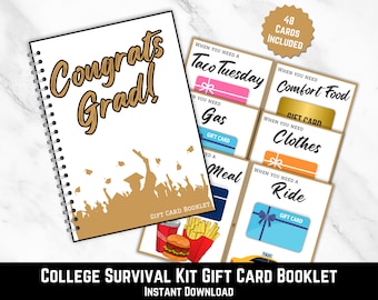 College Grad Gift Card Booklet: Survival Kit, 48 Cards (Digital Download)