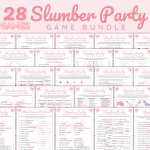 Pyjama Party Sleepover Kit, druckbare Pyjama-Party Spiele, Spiele zum 10. Geburtstag, Spiele zum 13. Geburtstag, Mädchen-Nachtspiele, Sweet 16 Spiele