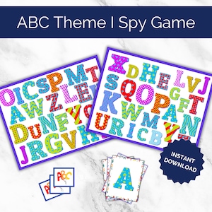 Reconocimiento de letras, juego de espía, juego ABC de buscar y encontrar, juego de buscar y encontrar alfabético, juego de espía para niños, juegos divertidos para niños, juegos imprimibles
