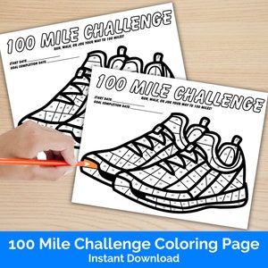 100 Miles Walking/Running Challenge Tracker, Printable Exercise Tracker, Walking Log, Running Log, Jogging Tracker, Fitness Tracker Coloring
