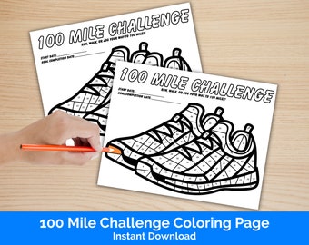 100 Mile Walking Running Challenge Tracker, Printable Exercise Tracker, Walking Log, Running Log, Jogging Tracker, Fitness Tracker Coloring
