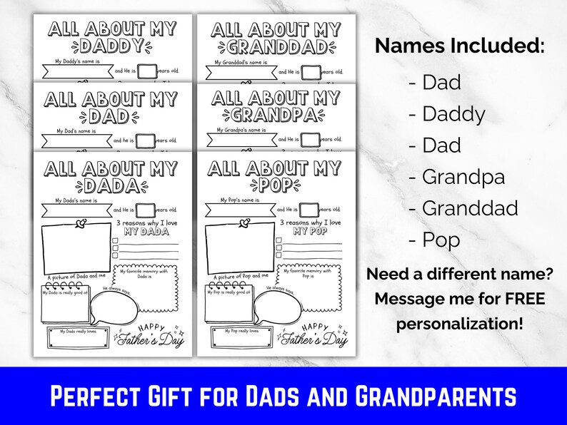 All About My Dad Printable Questionnaire, All About My Grandpa ...