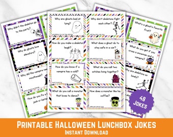 Halloween Lunchbox Jokes: 48 Printable Kids' Lunch Notes (PDF)