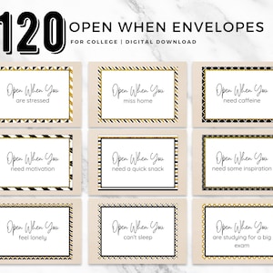 Open When-enveloppen voor studenten, afdrukbaar Open When Letters College, College Care Package, Open When-kaarten, Open When College