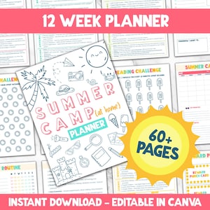 Sommercamp zu Hause Planer, DIY Sommerferien Aktivitäten, Sommercamp Planer, Sommerlehrplan, Sommerspaß für Kinder, Sommer Überlebens Kit