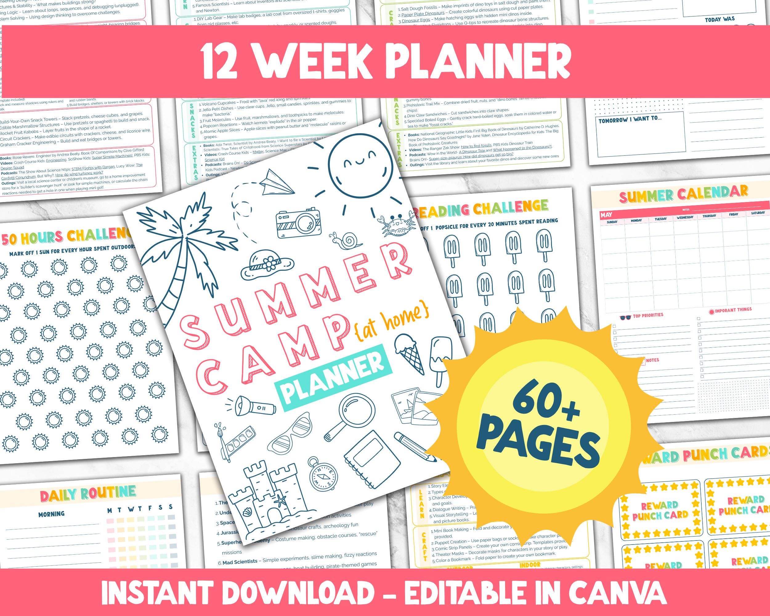 Summer Camp at Home Planner, DIY Summer Break Activities, Summer Camp Planner, Summer Curriculum, Summer Fun for Kids, Summer Survival Kit