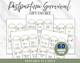 Etiqueta de regalo editable para kit de supervivencia para nuevas mamás, paquete de autocuidado para madres primerizas, etiquetas "Abrir cuando..." para nuevas mamás, paquete de cuidados para ella, regalos para padres primerizos