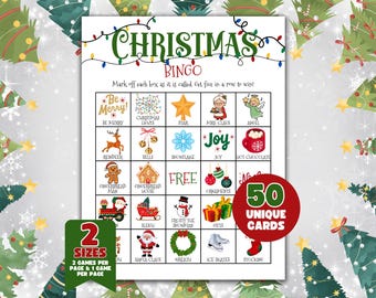 Christmas Bingo Printable, Christmas Party Game, Christmas Bingo Game, Printable Christmas Classroom Activity for Kids, Xmas Bingo Boards