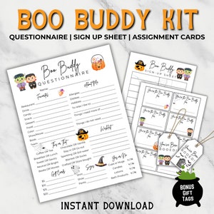 Halloween Boo Buddy Questionnaire, You’ve Been Booed Printable Survey, Coworker Boo Buddies Questionnaire, Employee Halloween Basket Tag