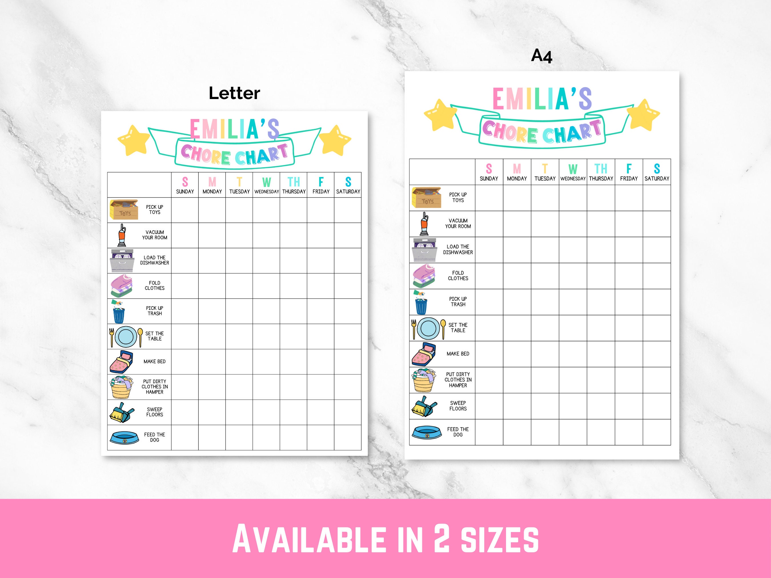 Visual Chore Chart, Printable Chore Chart, Visual Schedule for Kids ...