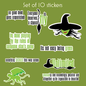 Wicked Elphaba gift sticker set Wicked the musical Wizard of Oz Stickers Wicked Witch of the West Wicked the movie watch party gifts