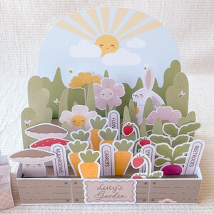 Kit giardino di carta, attività artigianale stampabile, regalo fatto a mano per bambini in età prescolare.