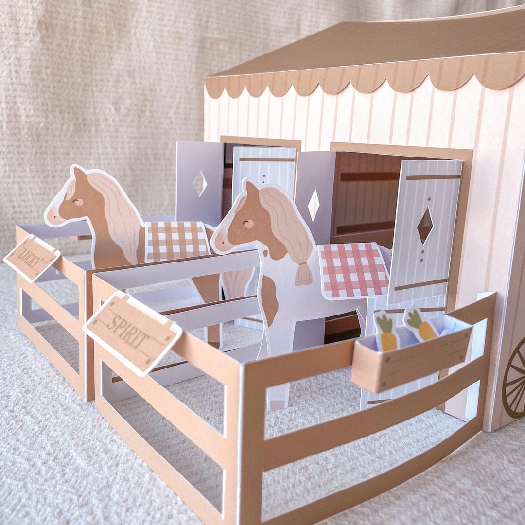 Paper Horse Stable Set - Printable DIY Toy for Kids, 5 Paper Horses ...