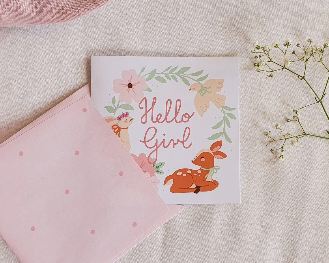 Printable Girl Baby Shower Card/ Digital Print Homemade Card to Welcome ...