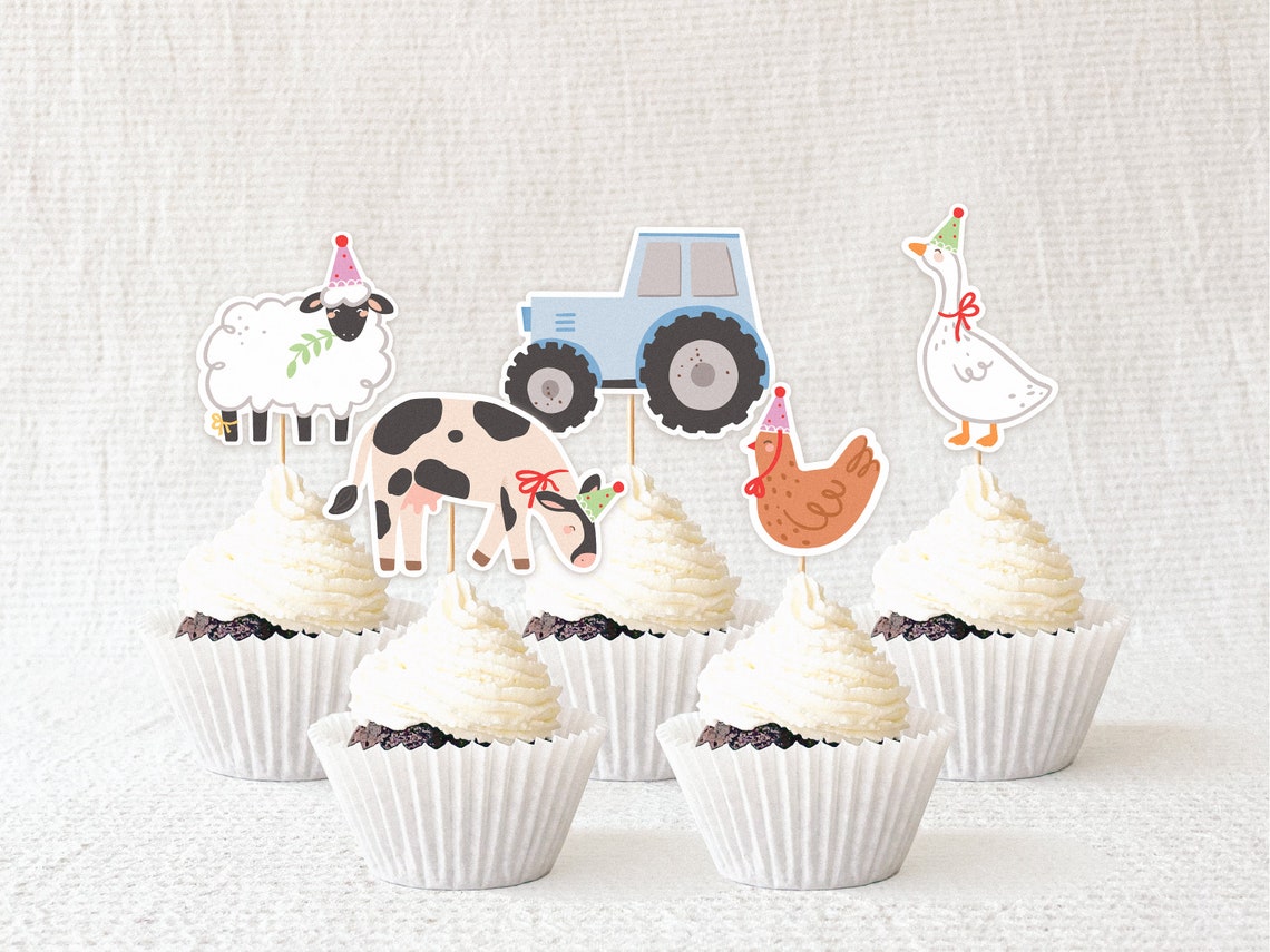 Farm Theme Cupcake Toppers, Printable Country Animals, DIY Birthday ...