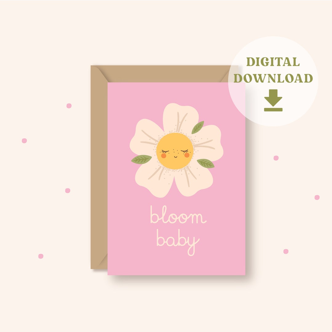 New Baby PRINTABLE Card Baby Shower Greetings Card Floral - Etsy